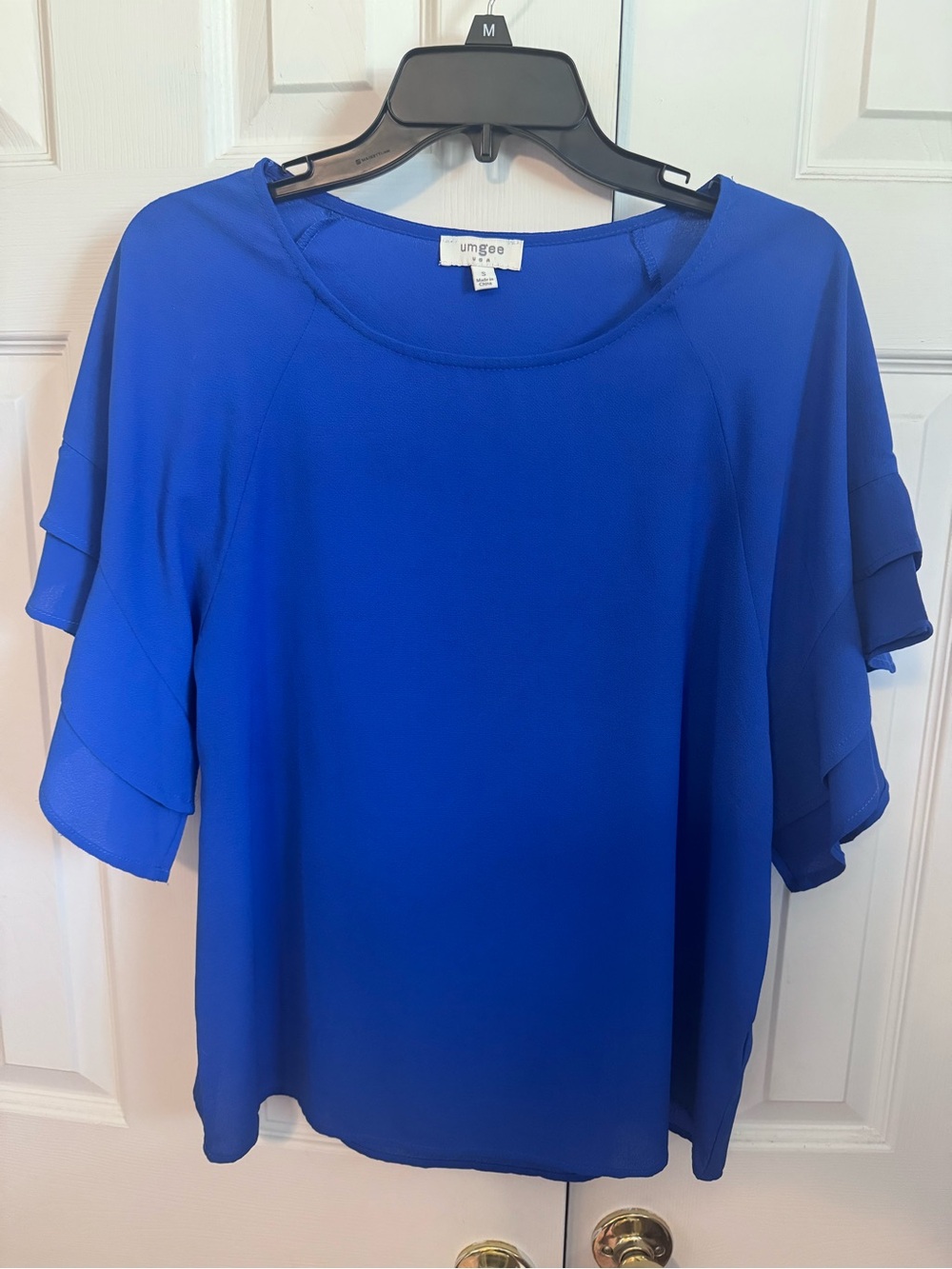 Umgee Cobalt Blue Layered Ruffle Sleeve Blouse